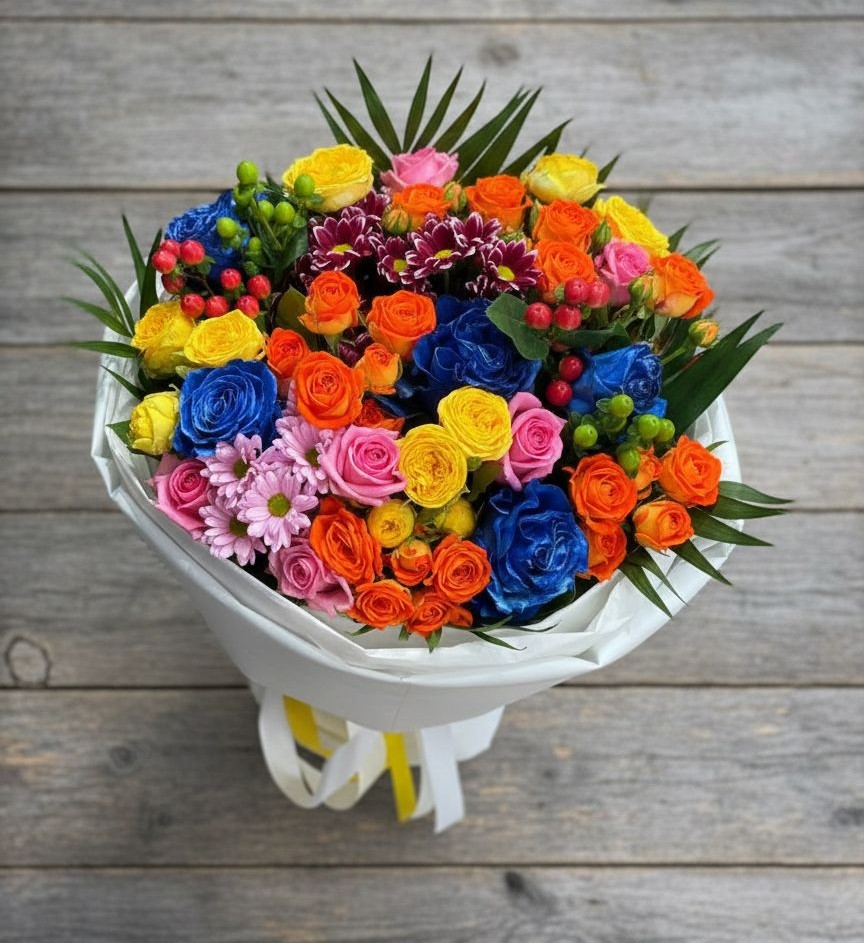 Букет цветов из: Розы и Хризантемы в Селиваниху