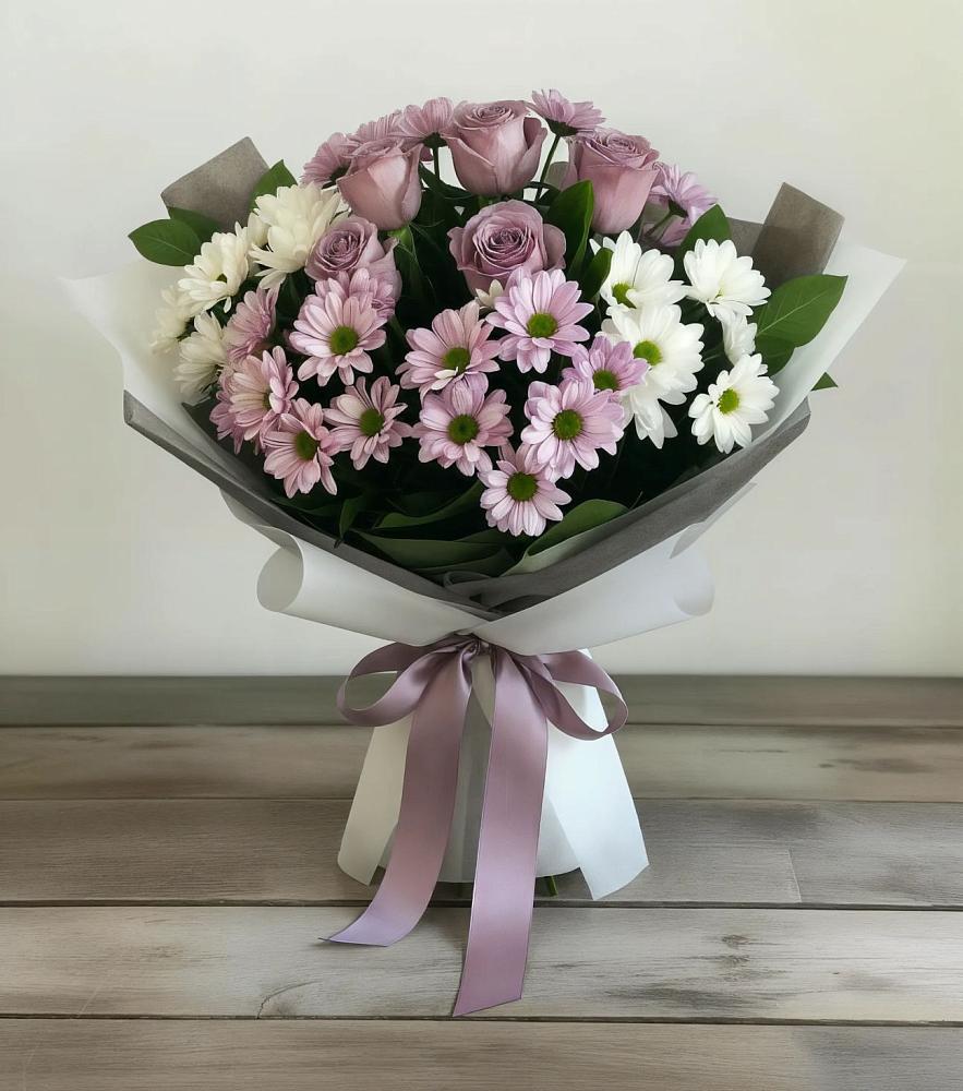 Букет цветов из: Хризантемы и Розы в Селиваниху