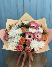 Букет цветов из:  Розы, Герберы и Хризантемы в Селиваниху