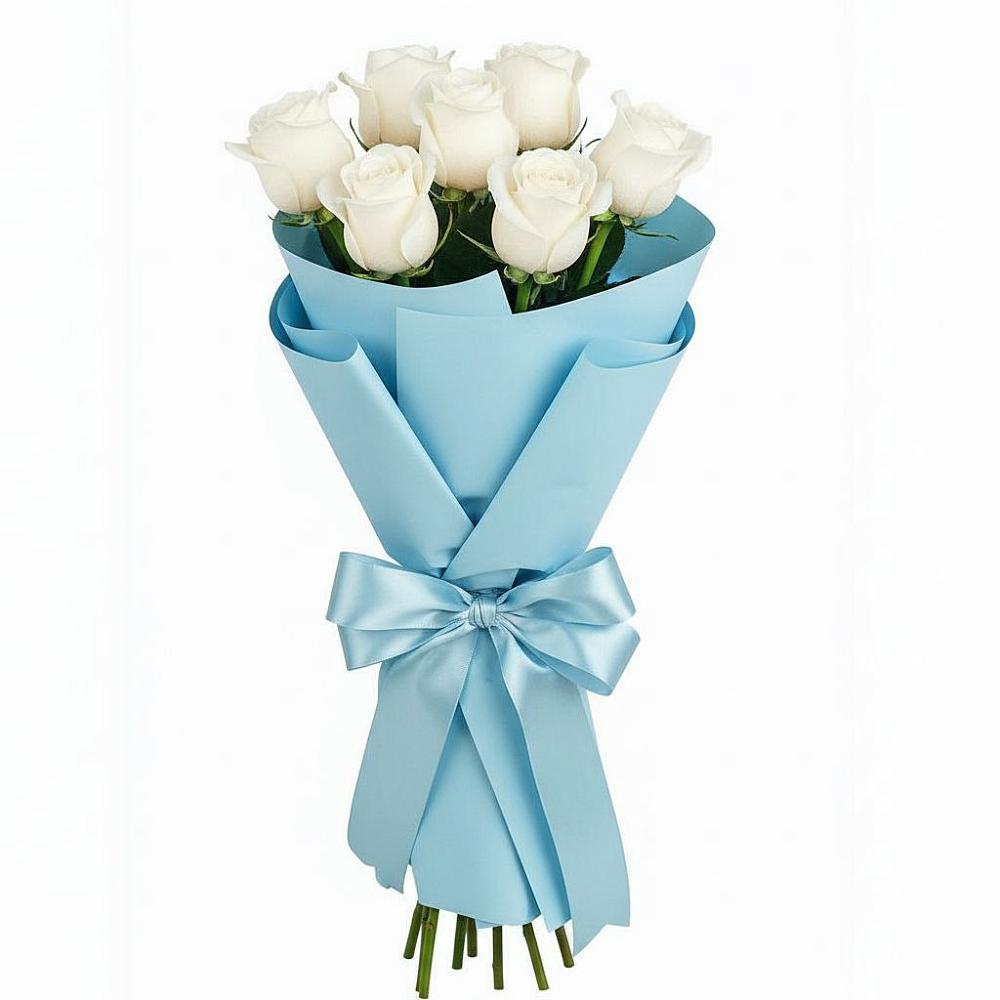 Букет 7 белых роз Проуд в Селиваниху