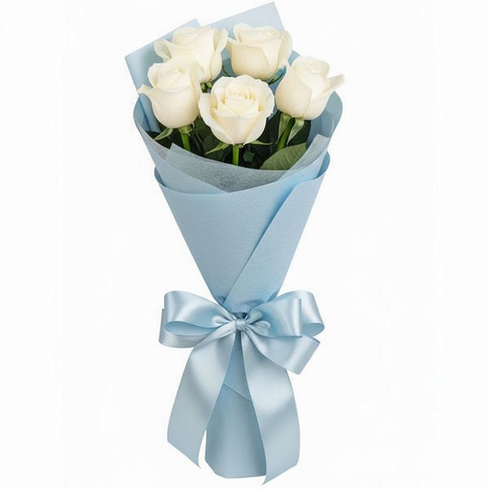 Букет 5 Белых роз Проуд в Селиваниху