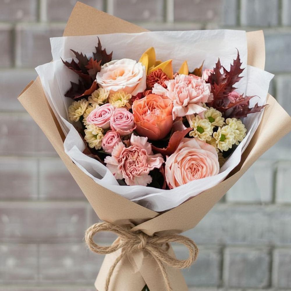 Букет цветов из: Гвоздики, Хризантемы и Розы в Селиваниху