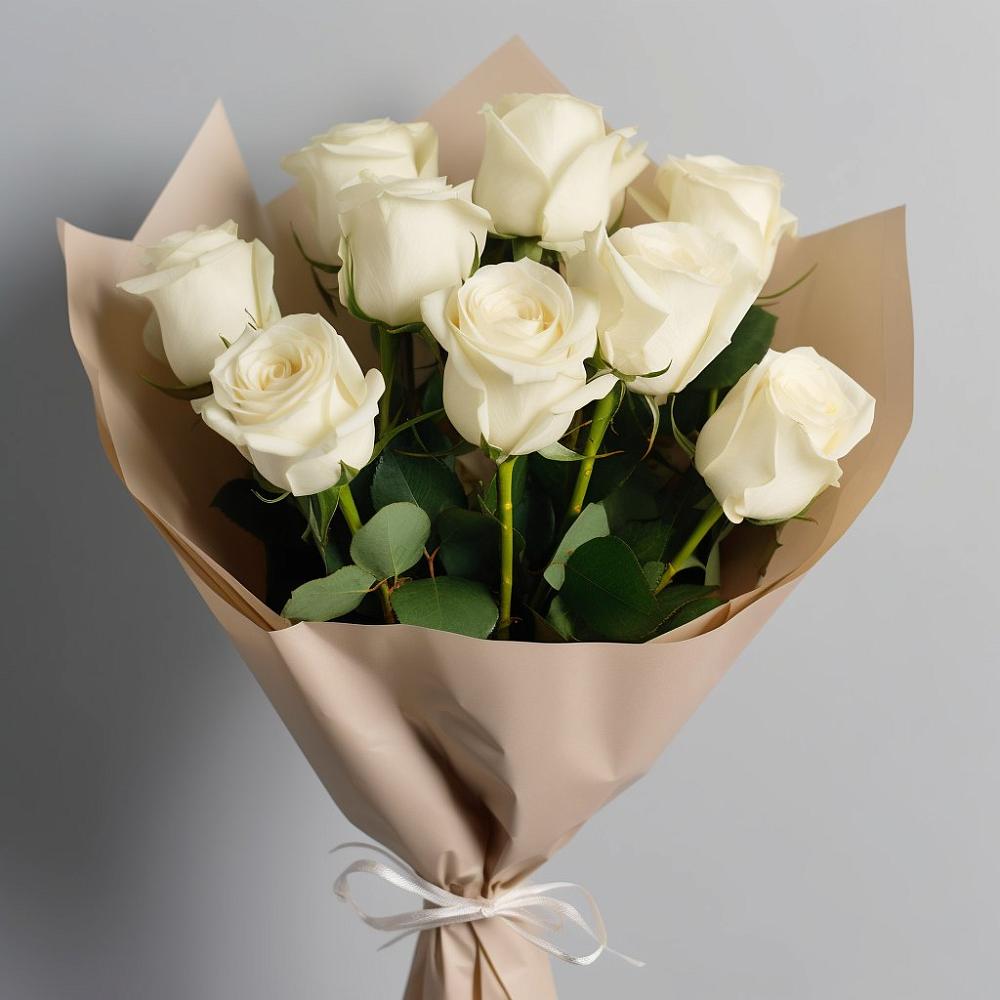 Букет 9 Белых роз Эдлесс Лав в Селиваниху