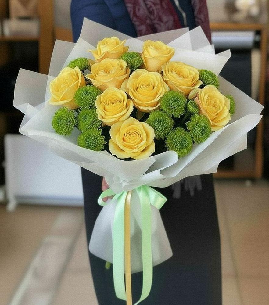 Букет цветов из: Хризантемы и Розы в Селиваниху