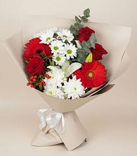 Букет цветов из:  Розы, Хризантемы, Герберы и Лилии в Селиваниху