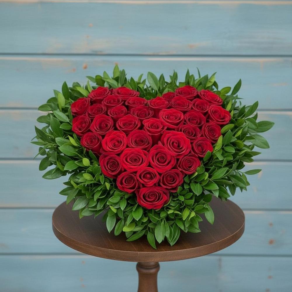 Цветочная композиция из Розы в виде сердца в Селиваниху