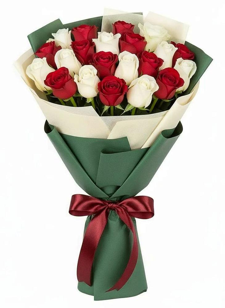 Букет Микс из красных и белых роз в Селиваниху