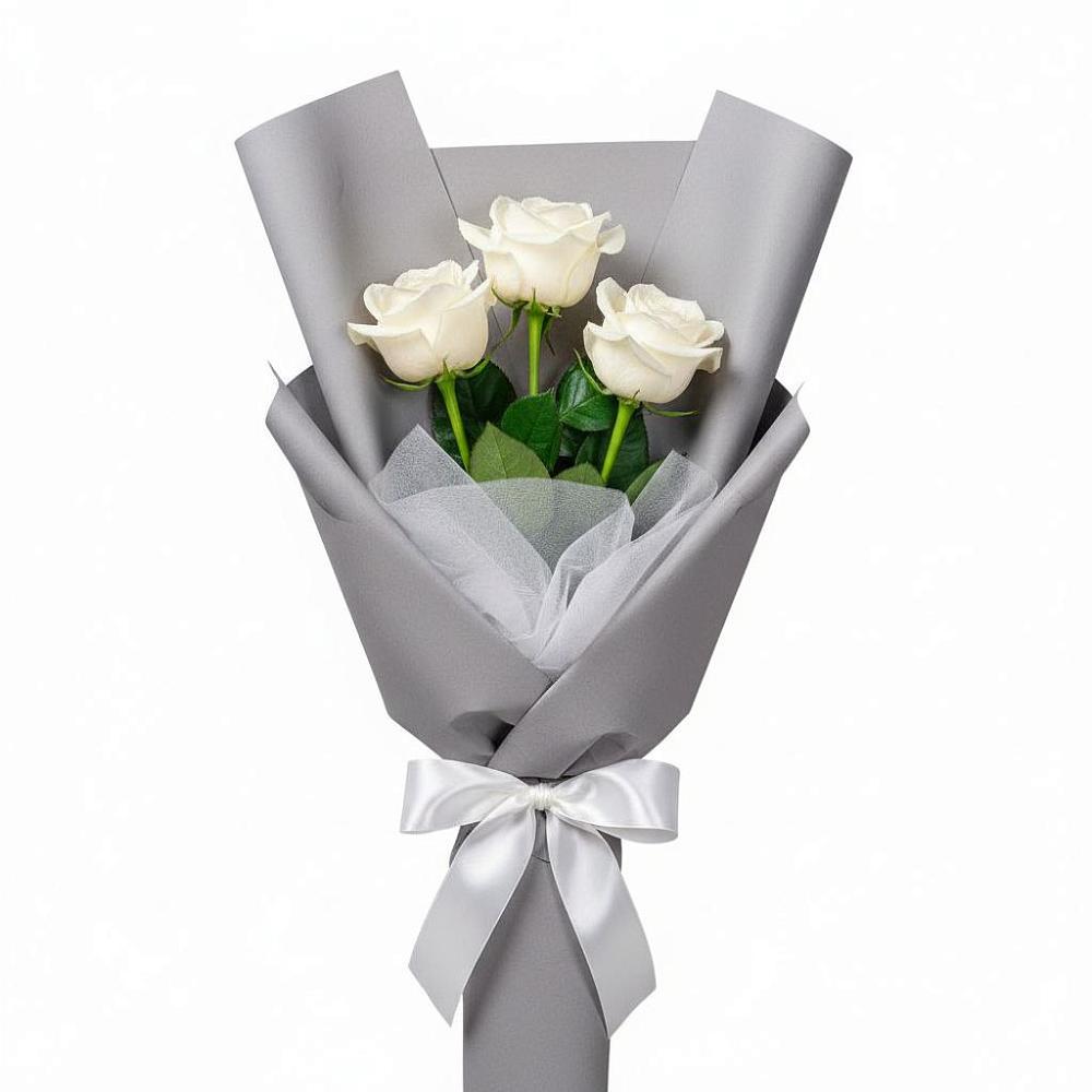 Букет 3 белые розы в Селиваниху