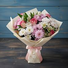 Букет цветов из:  Хризантемы, Альстромерии и Розы в Селиваниху