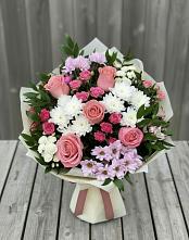 Букет цветов из:  Альстромерии, Гвоздики, Розы и Хризантемы в Селиваниху