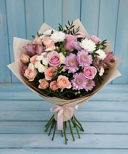 Букет цветов из:  Хризантемы, Розы и Альстромерии #REPLACE_PRED# Селиваниху