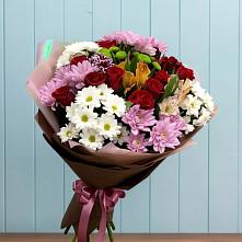Букет цветов из:  Розы, Хризантемы и Альстромерии #REPLACE_PRED# Селиваниху