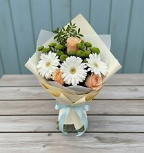 Букет цветов из:  Герберы, Розы и Хризантемы в Селиваниху