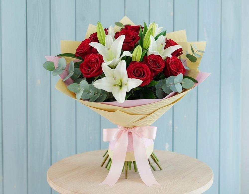 Букет цветов из: Лилии и Розы в Селиваниху